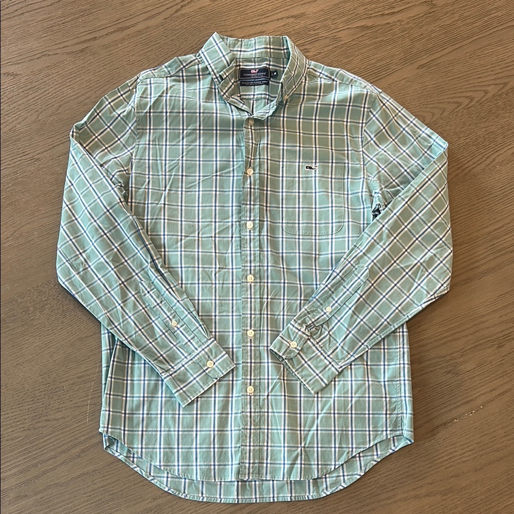 Vineyard Vines Men's Green Plaid Shirt